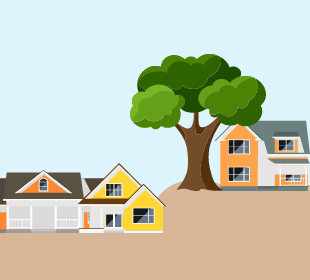 樹木直下に住宅があり樹木を落とすことができない